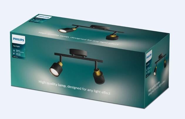 Philips Niall bodové svítidlo 2x GU10 5W bez zdroje 27,5cm IP20, černé