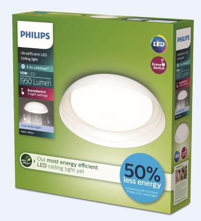 Philips Fleta UltraEfficient stropní svítidlo LED 10W 1950lm 4000K SceneSwitch 35cm IP20, bílé