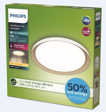 Philips Pebblo UltraEfficient stropní svítidlo LED 10W 1850lm 2700K SceneSwitch CRI80 32cm kulaté IP20, bílé