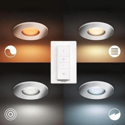 Philips Hue WA Adore koupelnové zápustné LED svítidlo SET 3x5W 400lm 2200-6500K IP44 lesklý chrom + ovladač