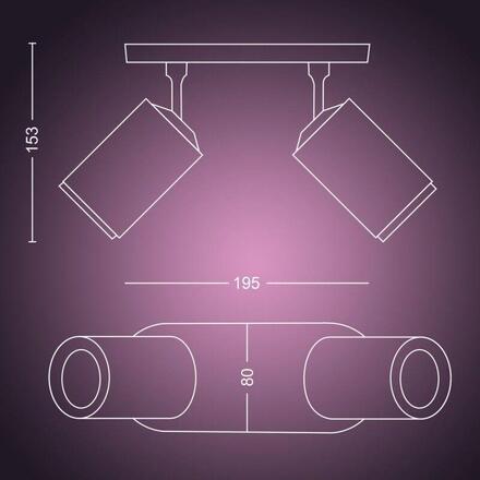 Philips Hue 50632/30/P7 Hue WACA Fugato bodové LED svítidlo 2x GU10 5,7W 350lm 2000-6500K RGB IP20, černé