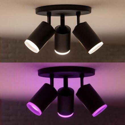 Philips Hue 50633/30/P7 Hue WACA Fugato bodové LED svítidlo 3x GU10 5,7W 350lm 2000-6500K RGB IP20 černá
