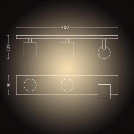 Philips Hue WA Runner bodové LED svítidlo GU10 3x5W 350lm 2200-6500K IP20, černé + ovladač
