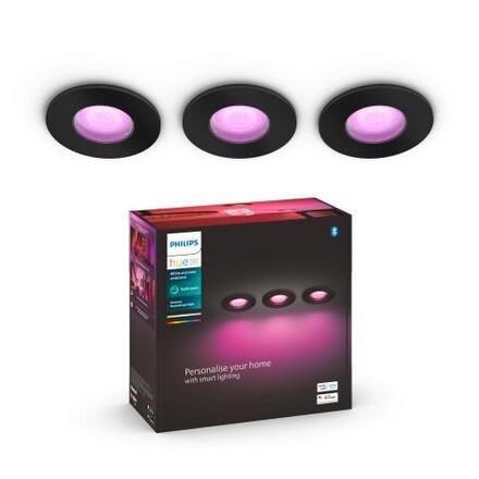 Philips Hue WACA Xamento podhledové LED svítidlo 3x GU10 5.7W 350lm 2000-6500K RGB IP44, černé