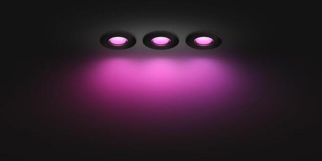 Philips Hue WACA Xamento podhledové LED svítidlo 3x GU10 5.7W 350lm 2000-6500K RGB IP44, černé