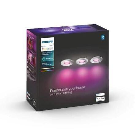 Philips Hue WACA Xamento podhledové LED svítídlo 3x GU10 5.7W 350lm 2000-6500K RGB IP44, chrom
