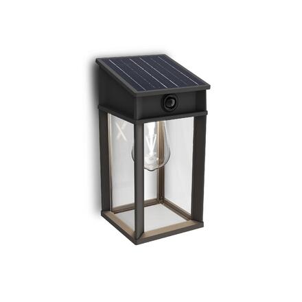 Philips Geri UltraEfficient solární LED svítidlo se senzorem 3,2W 500lm 4000K IP44 hranaté, antracit