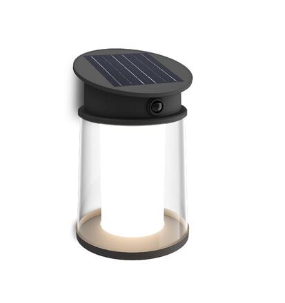 Philips Juda UltraEfficient solární LED svítidlo se senzorem 3,2W 500lm 4000K IP44 kulaté, černé