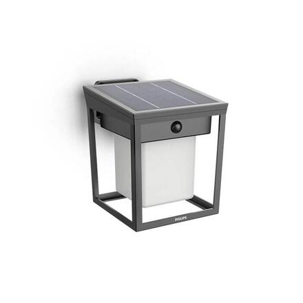 Philips Blaise UltraEfficient solární LED svítidlo se senzorem 1,5W 250/20lm 3000K IP44, hranaté, antracit