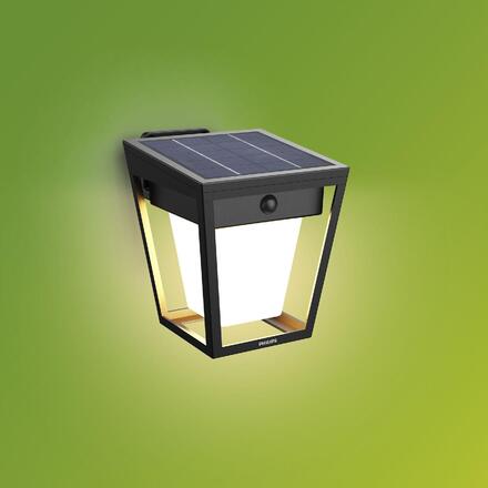 Philips Nissa UltraEfficient solární nástěnné LED svítidlo se senzorem 1,8W 250/25lm 3000K IP44, černé