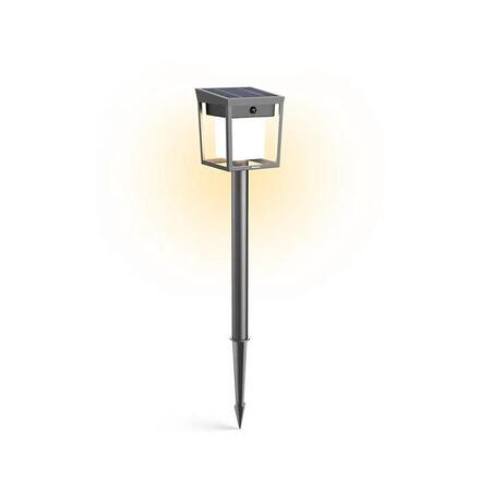 Philips Blaise UltraEfficient solární LED sloupek se senzorem 1,5W 250/20lm 3000K IP44, hranatý, antracit