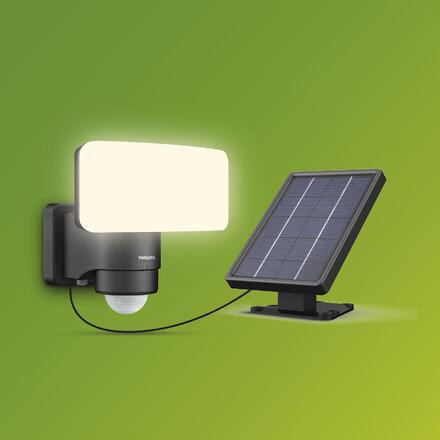 Philips Tylus UltraEfficient Security solární LED reflektor se senzorem 6W 1000/50lm 5000K IP44, černý