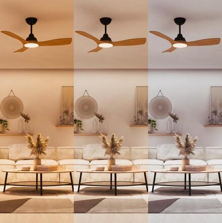 Philips Olas stropní ventilátor a svítidlo 28W+24W 3000/4300/6500K 106cm černá a dřevo