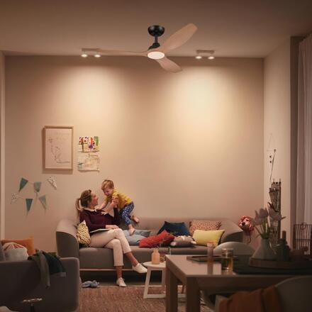 Philips Olas stropní ventilátor a svítidlo 32W+24W 3000/4300/6500K 132cm černá a dřevo