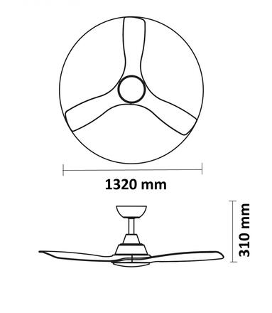 Philips Olas stropní ventilátor a svítidlo 32W+24W 3000/4300/6500K 132cm černá a dřevo