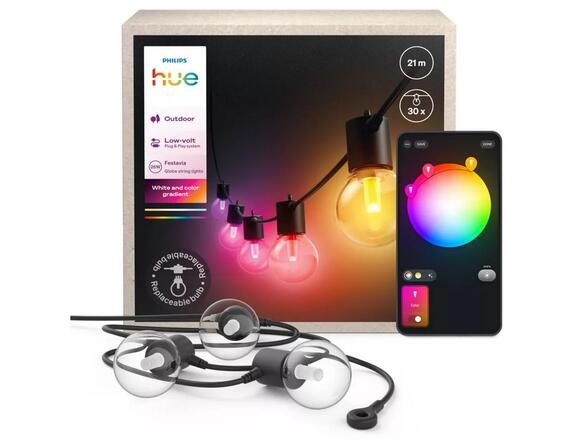 Philips Hue Festavia Globe venkovní světelný řetěz 21m 30 žárovek EU 1000-20000K RGB