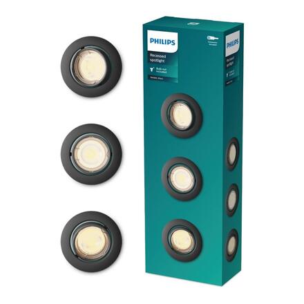 Philips Peridot Rec Kit Rd zapuštěné svítidlo kulaté 7W, AC 220-240, IP20, (3 ks), černá