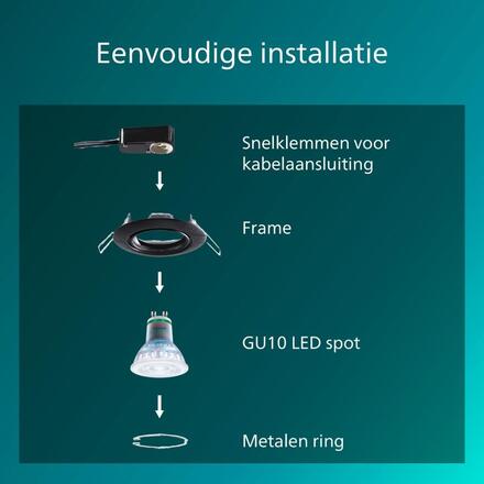 Philips Peridot Rec Kit Rd zapuštěné svítidlo kulaté 7W, AC 220-240, IP20, (3 ks), černá