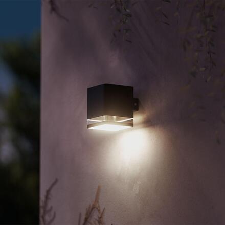 Philips Virona venkovní solární nástěnné LED svítidlo 1,8W 200lm 2700K IP44, černé