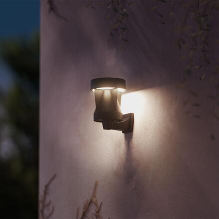 Philips Avery venkovní solární nástěnné LED svítidlo 1,8W 200lm 2700K IP44, černé