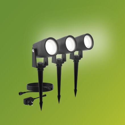 Philips Reuel GardenLink 3x venkovní LED reflektor Low Voltage 3x1,5W 3x180lm 2700K 24V IP44, černý, sada