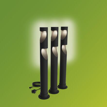 Philips Desi GardenLink 3x venkovní LED sloupek Low Voltage 3x1,5W 3x180lm 2700K 24V IP44 70cm, černý, sada