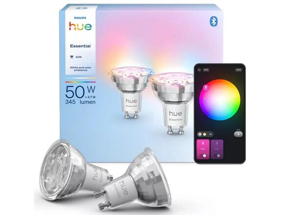 Philips Hue Essential WCA 345 žárovka 4,7W, 345lm, GU10 (2 ks) 2200-6500K RGB