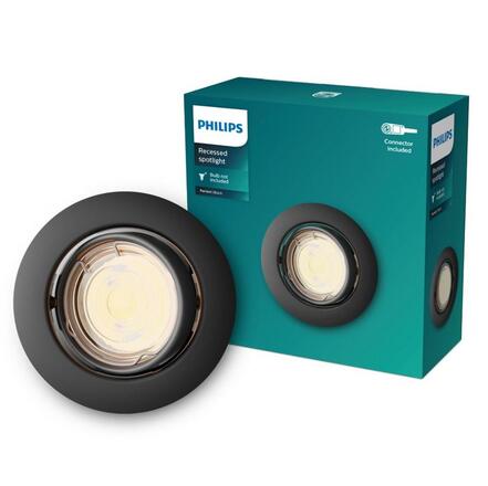 Philips Peridot Rec Kit Rd zapuštěné svítidlo kulaté 7W, AC 220-240, IP20, černá
