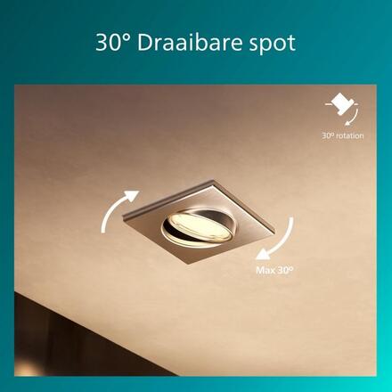 Philips Peridot Rec Kit Sq zapuštěné svítidlo hranaté 7W, AC 220-240, IP20, nikl