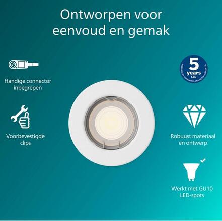 Philips Peridot Rec Kit Rd zapuštěné svítidlo kulaté 7W, AC 220-240, IP20, bílá