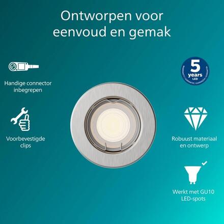 Philips Peridot Rec Kit Rd zapuštěné svítidlo kulaté 7W, AC 220-240, IP20, nikl