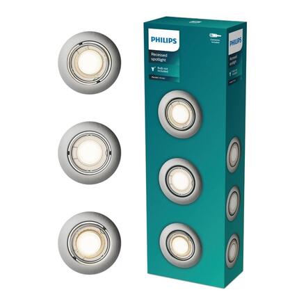 Philips Peridot Rec Kit Rd zapuštěné svítidlo kulaté 7W, AC 220-240, IP20, (3 ks), nikl