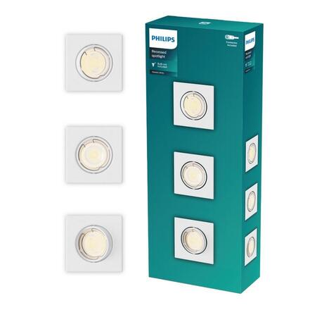 Philips Peridot Rec Kit Sq zapuštěné svítidlo hranaté 7W, AC 220-240, IP20, (3 ks), bílá