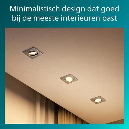 Philips Peridot Rec Kit Sq zapuštěné svítidlo hranaté 7W, AC 220-240, IP20, (3 ks), nikl