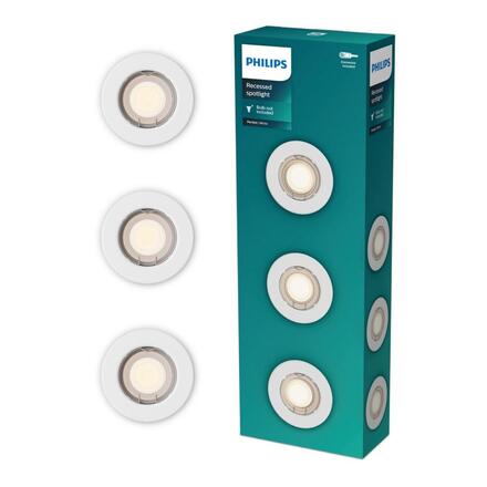 Philips Peridot Rec Kit Rd zapuštěné svítidlo kulaté 7W, AC 220-240, IP20, (3 ks), bílá