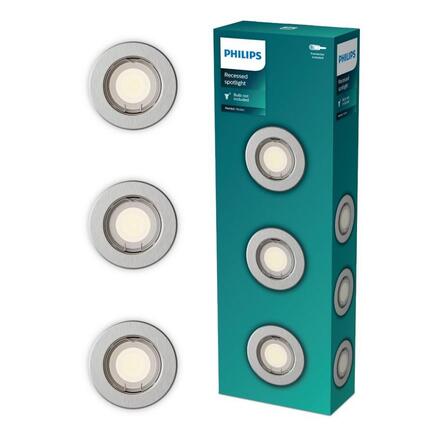 Philips Peridot Rec Kit Rd zapuštěné svítidlo kulaté 7W, AC 220-240, IP20, (3 ks), nikl