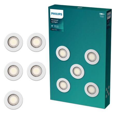 Philips Peridot Rec Kit Rd zapuštěné svítidlo kulaté 7W, AC 220-240, IP20, (5 ks), bílá
