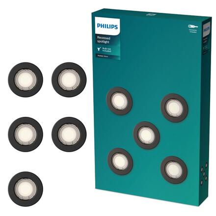 Philips Peridot Rec Kit Rd zapuštěné svítidlo kulaté 7W, AC 220-240, IP20, (5 ks), černá