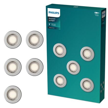 Philips Peridot Rec Kit Rd zapuštěné svítidlo kulaté 7W, AC 220-240, IP20, (5 ks), nikl