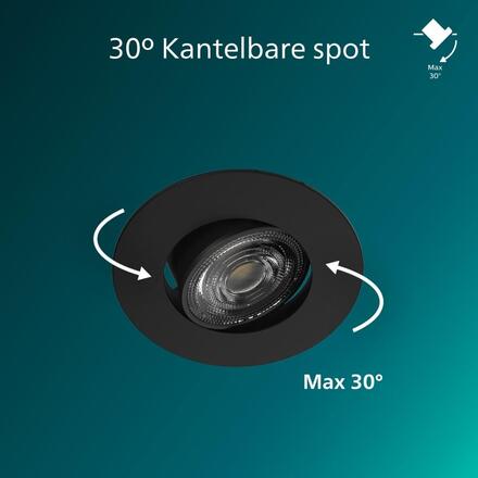 Philips Zapuštěné bodové svítidlo Cilantro Step 5W, 90lm/W, 2700K, (3 ks), černá