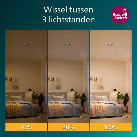 Philips Zapuštěné bodové svítidlo Cilantro Step 5W, 90lm/W, 2700K, (3 ks), černá