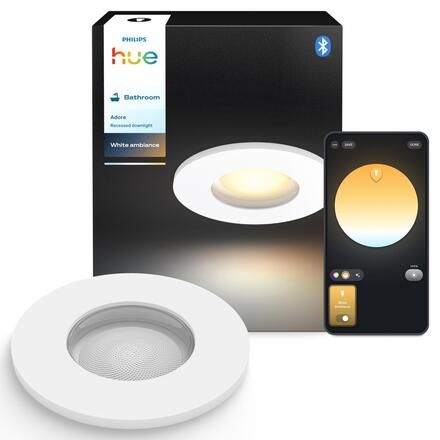 Philips Hue Adore zápustné koupelnové svítidlo kulaté 1x4,2W, 2000-6500K, IP44, bílá