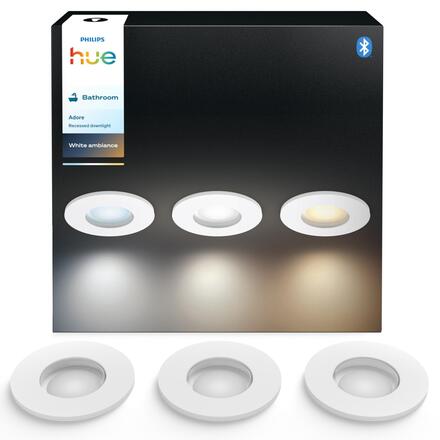 Philips Hue Adore zápustné koupelnové svítidlo kulaté 3x4,2W, 2000-6500K, IP44, bílá (3ks)