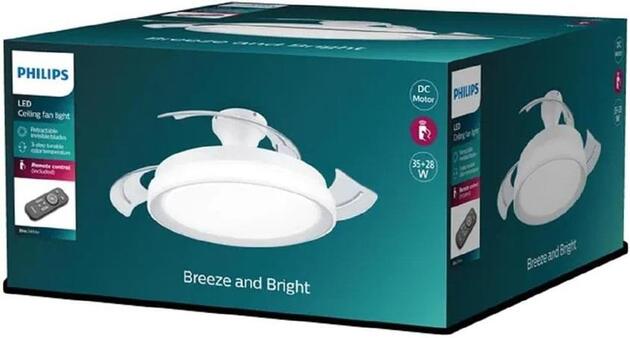 Philips Tynl zatahovací ventilátor a svítidlo 32W+35W bílý CCT dálkové ovládání