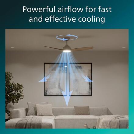 Philips Olas stropní ventilátor a svítidlo 35W+24W 3000/4300/6500K 132cm bílá a dřevo