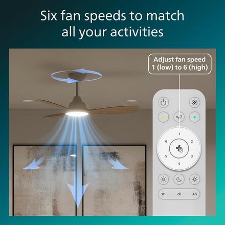 Philips Olas stropní ventilátor a svítidlo 30W+24W 3000/4300/6500K 106cm bílá a dřevo