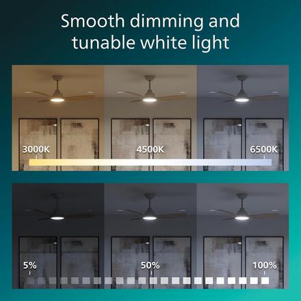 Philips Olas stropní ventilátor a svítidlo 30W+24W 3000/4300/6500K 106cm bílá a dřevo