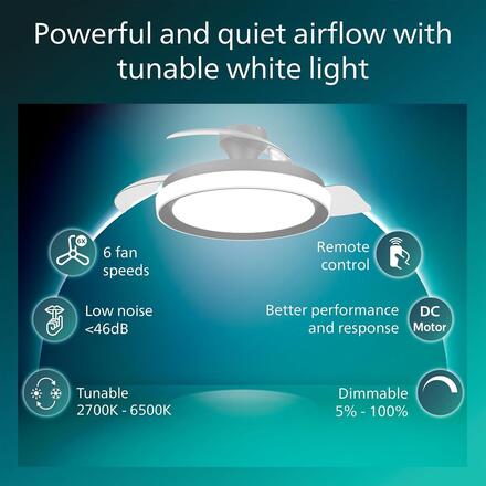 Philips Bliss DC stropní ventilátor a svítidlo 28W+35W černý