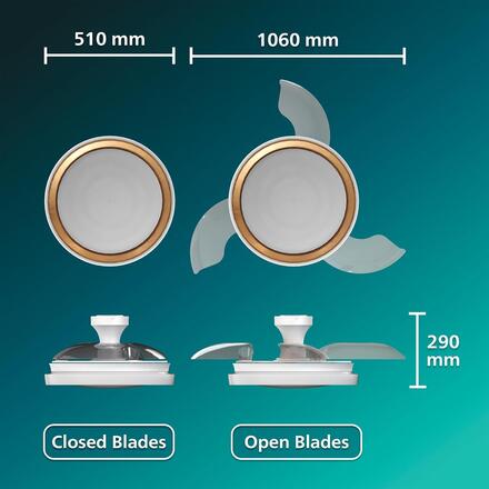 Philips Bliss DC stropní ventilátor a svítidlo 28W+35W zlatý
