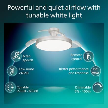Philips Atlas DC stropní ventilátor a svítidlo 28W+35W nikl